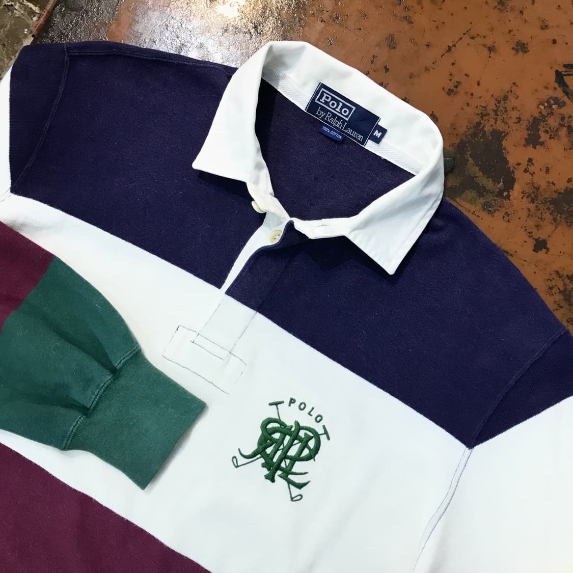 폴로랄프로렌 Prl 자수 컬러링 단가라 럭비티 남성 105 사이즈 상품이미지3