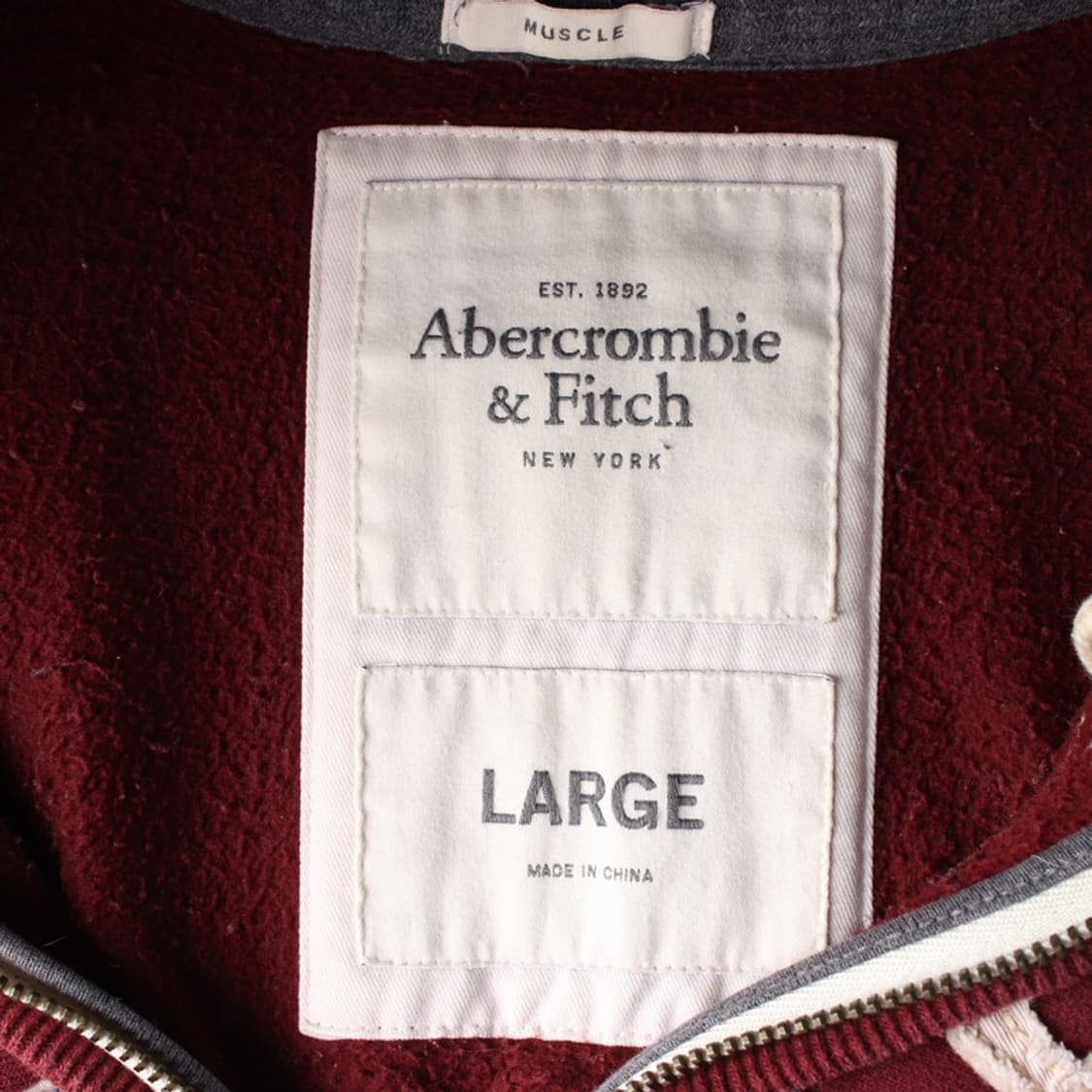 아베크롬비 앤 피치 버건디 럭비 패치 후드집업 L 상품이미지6