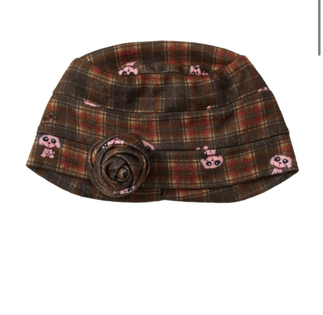 유스배쓰 Youthbath 코사지 체크 비니 브라운 상품이미지1