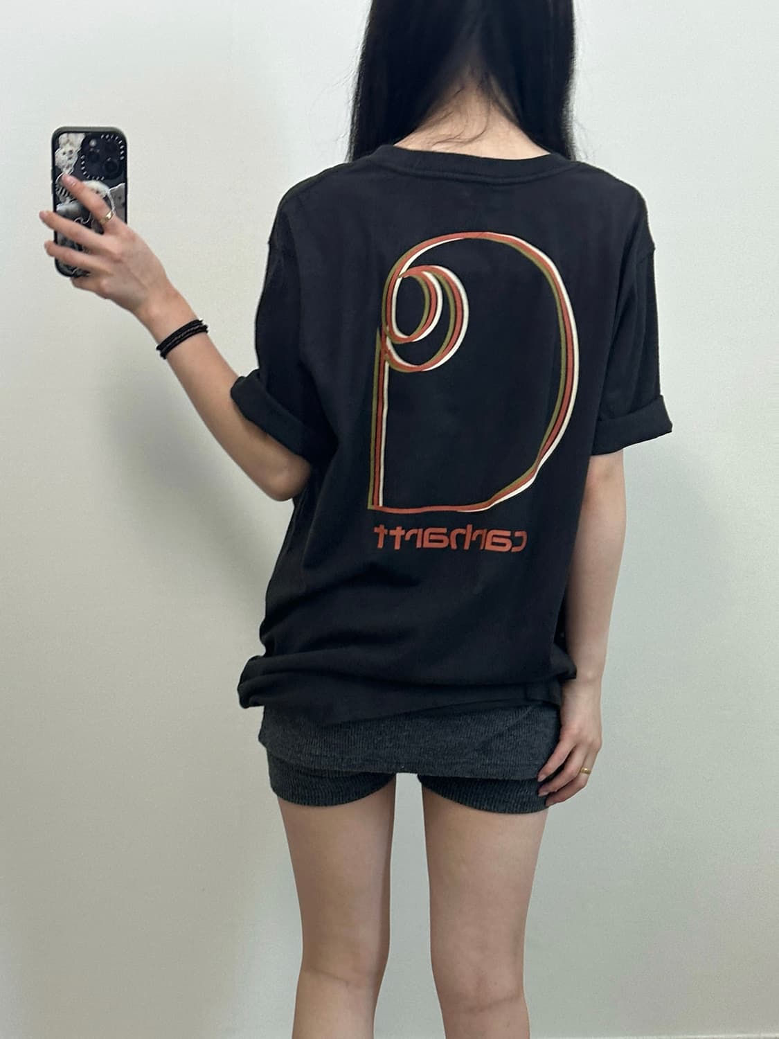 칼하트 릴렉스핏 빅로고 블랙 반팔 티셔츠  상품이미지1