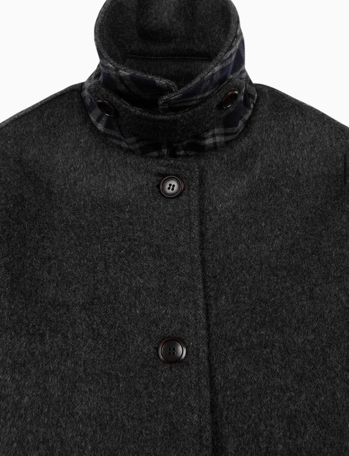 오헤시오 체크 코트 CHECK HALF WOOL COAT 차콜 상품이미지5