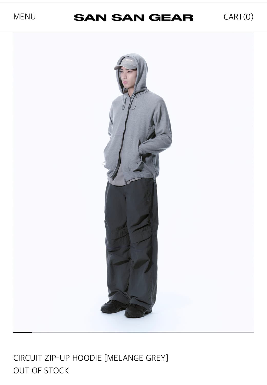 산산기어 서킷 집업 후디 멜란지 그레이 상품이미지2