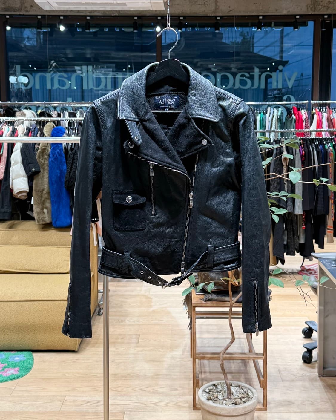 아르마니 진스 블랙 카우하인드 라이더 자켓 상품이미지1