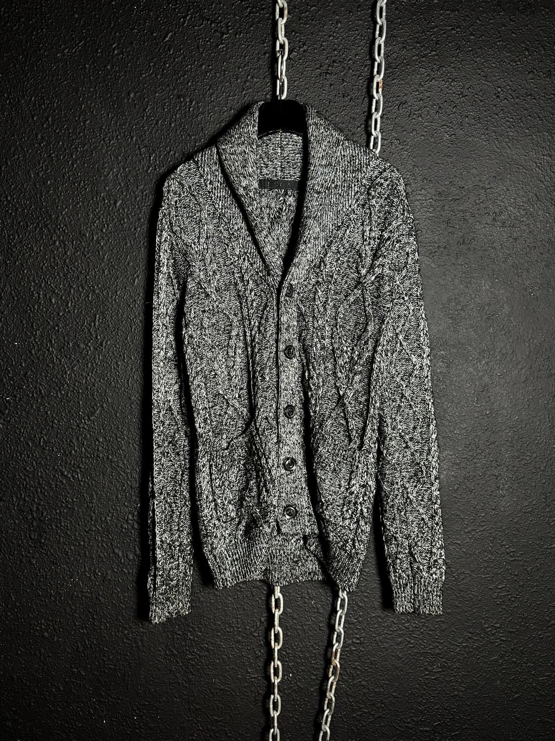 FUGA – Grey Cable Knit Shawl Cardigan 상품이미지2