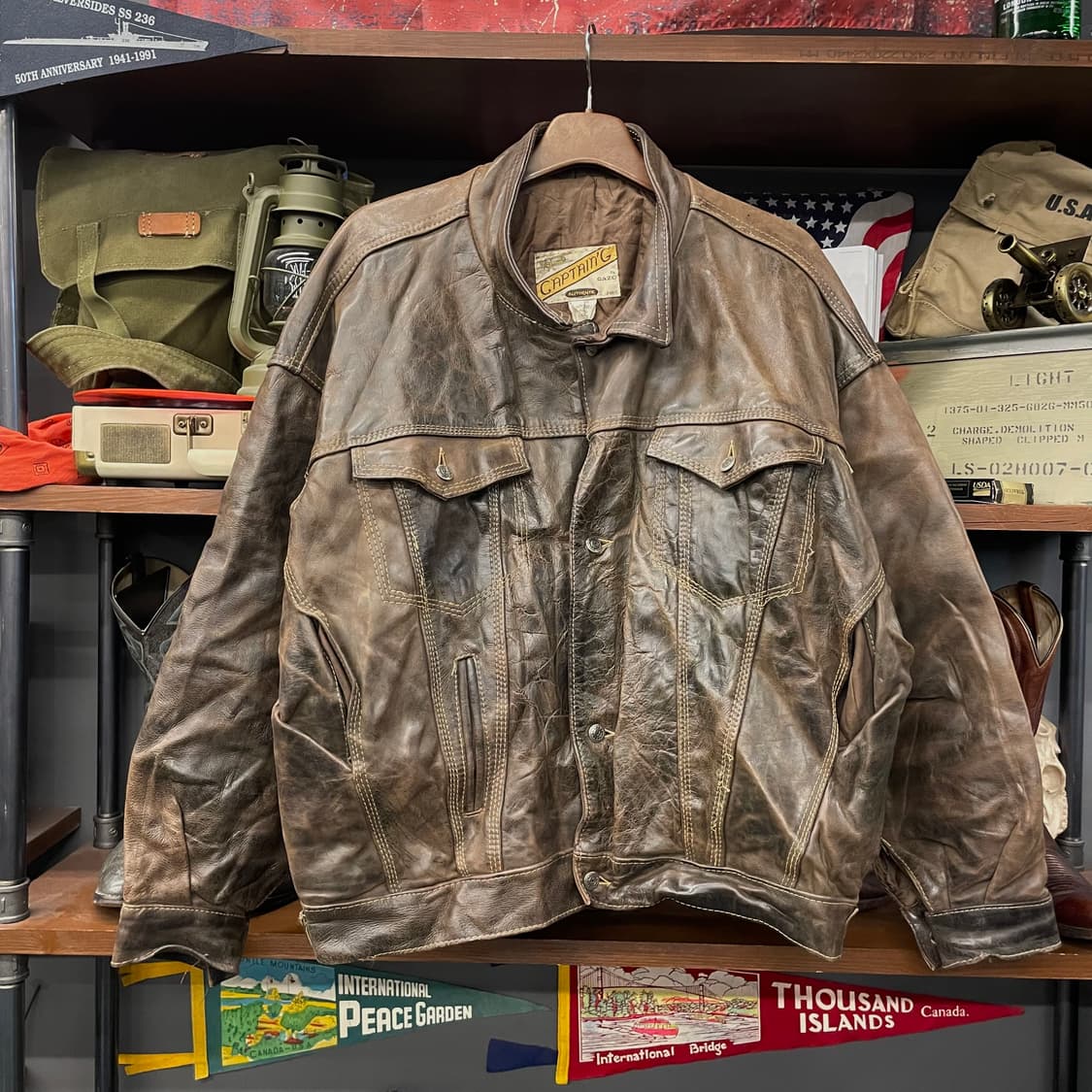 70s 카우하이드 리얼 레더 type 3 모델 트러커 소가죽 자켓 상품이미지1