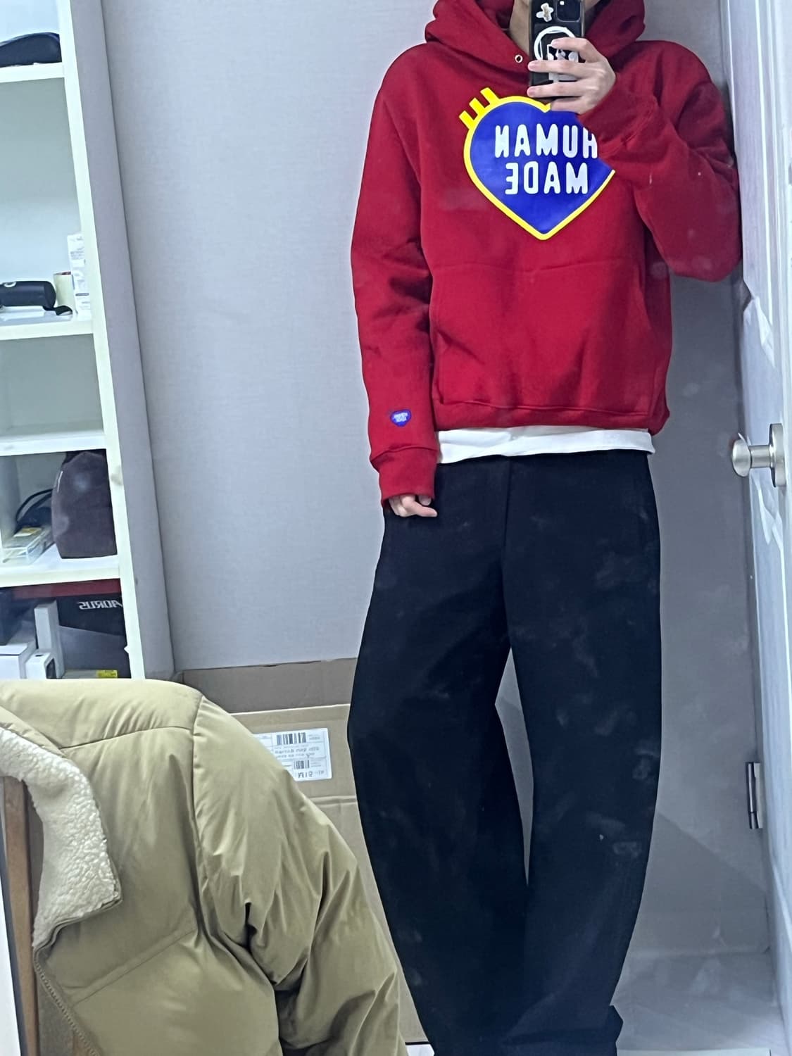 휴먼 메이드 헤비 웨이트 후드 레드 상품이미지3