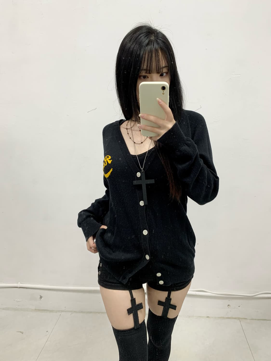 [RODEO CROWNS] 로데오크라운 펑크 해골 후드 니트 가디건 상품이미지2