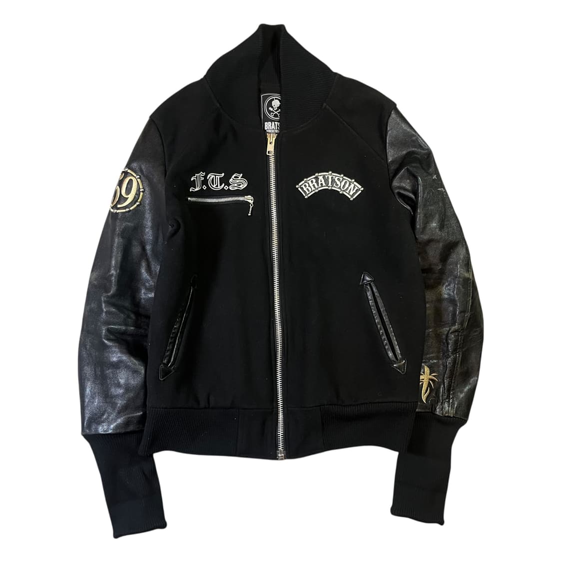 브랫슨 14fw 스컬 빅 패치 울 레더 바시티 자켓 상품이미지2