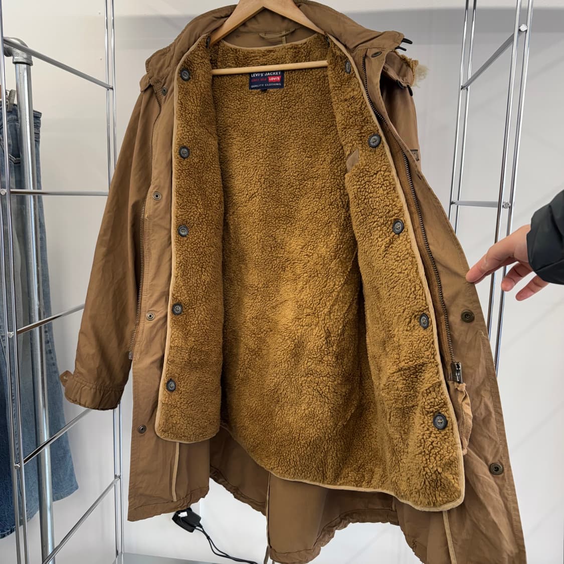 90s 리바이스 브라운 피쉬테일 파카 made in ITALY (L)   상품이미지4