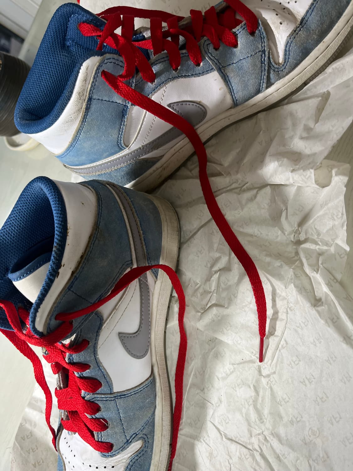 나이키 조던 1 미드 SE 프렌치 블루 파이어 레드(레드 끈교체) 260 상품이미지7