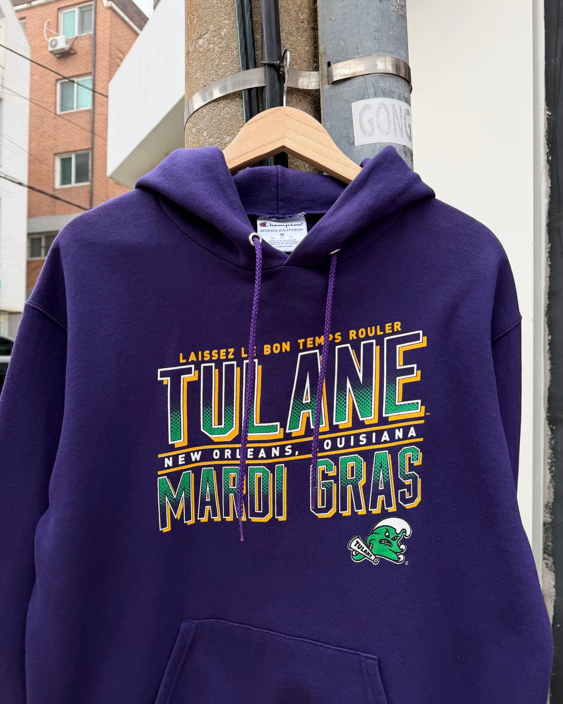 Champion tulane maroi gras purple hoodie 상품이미지2