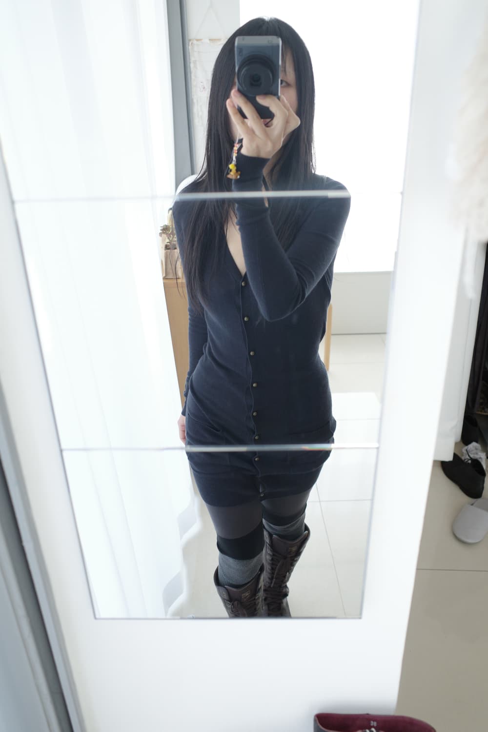 Button long cashmere blended cardigan 상품이미지1