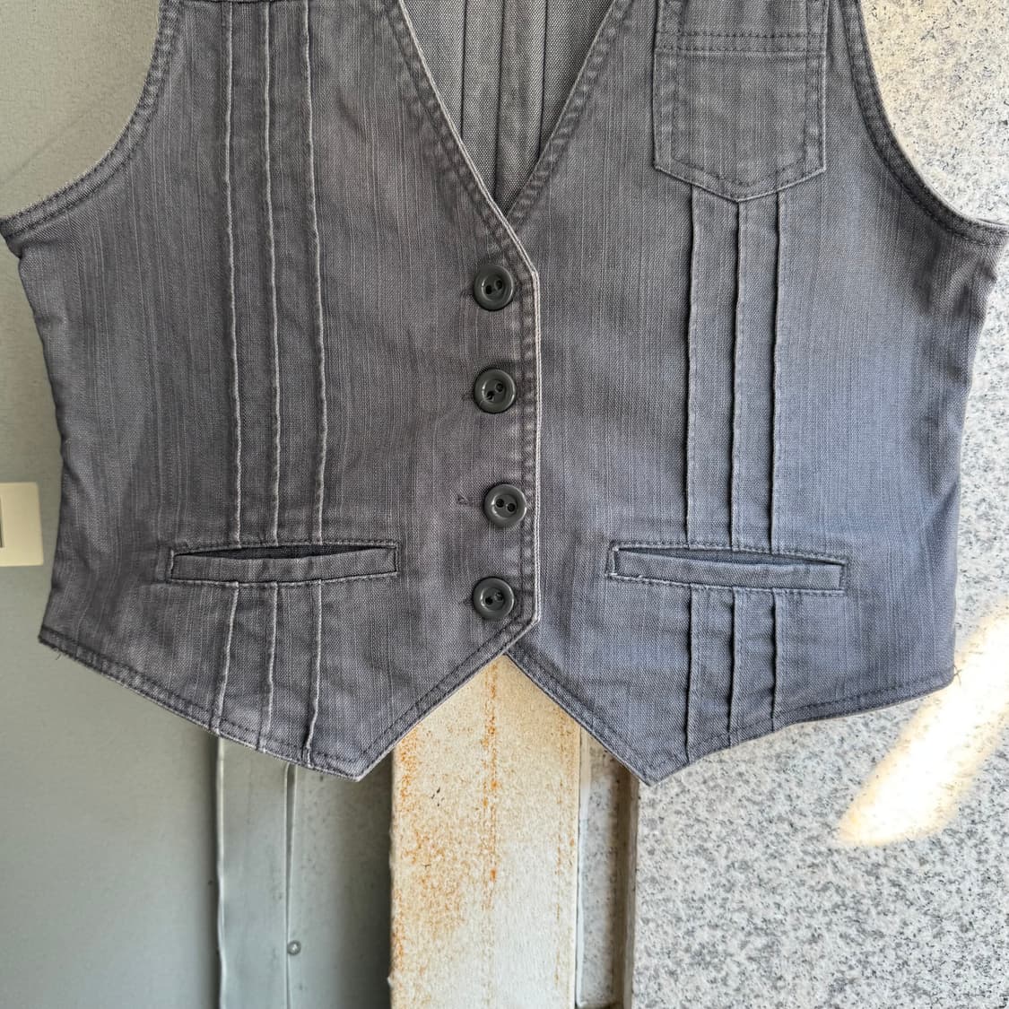 VTG 포켓 라인 힌치백 데님 베스트 상품이미지4