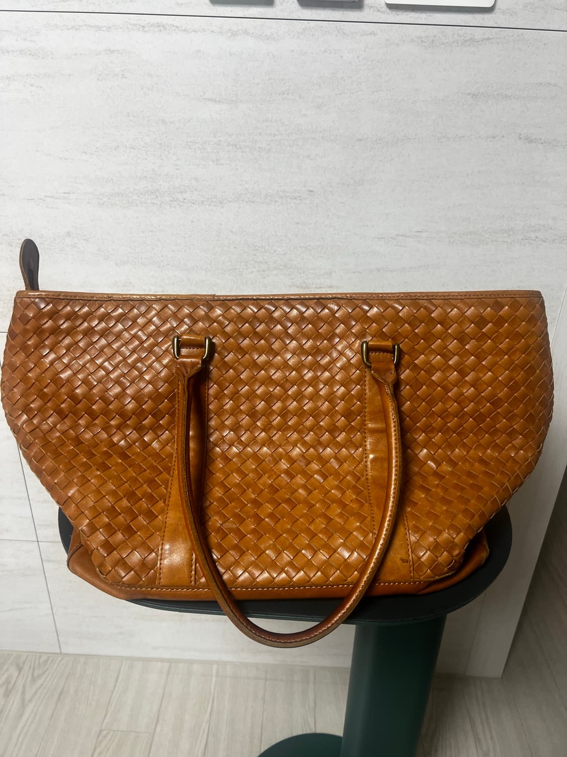 LL Bean 엘엘빈 위빙 레더 토트백 라지 브라운 상품이미지1