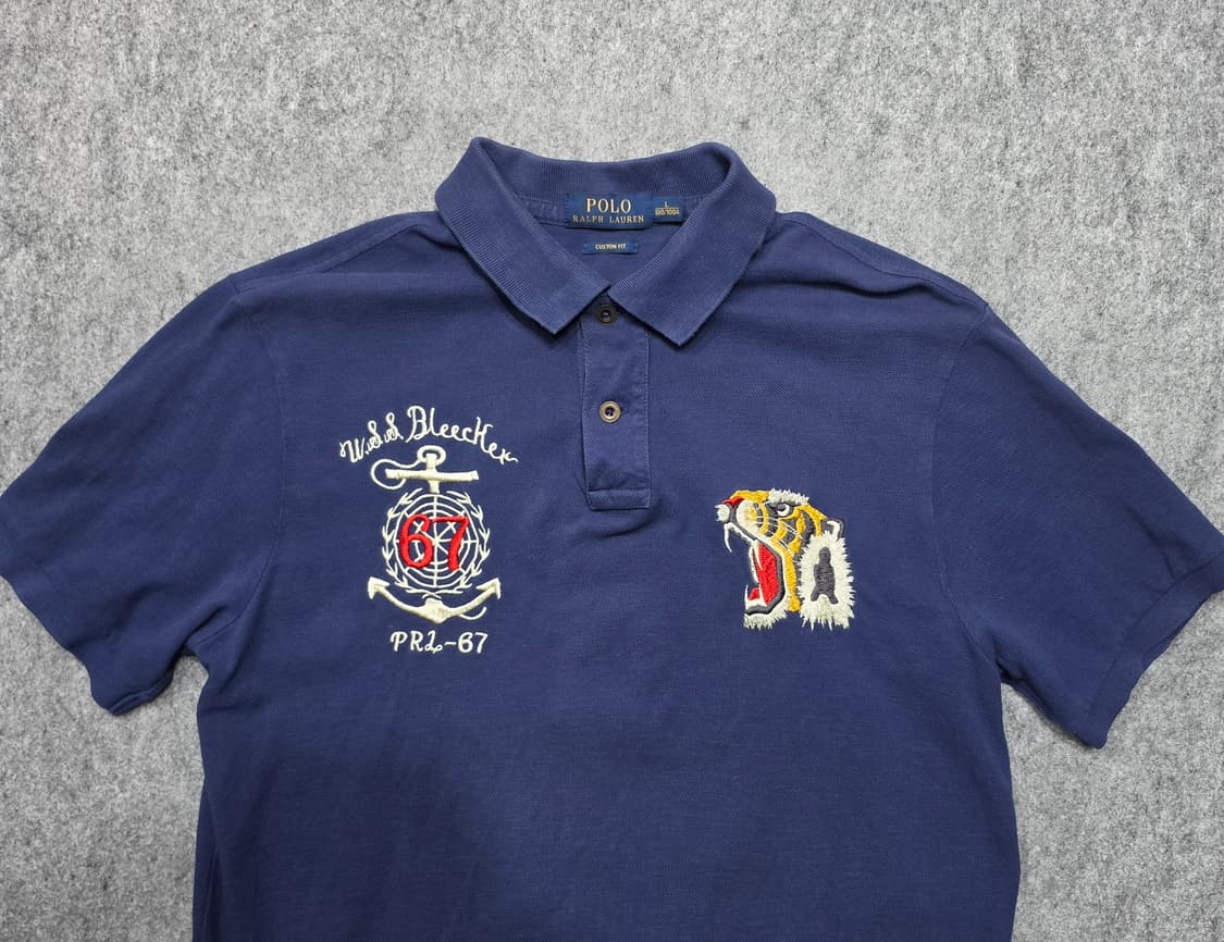 폴로 랄프로렌 에어본 타이거 드래곤 자수 커스텀핏 PK 카라 반팔티 L 상품이미지3