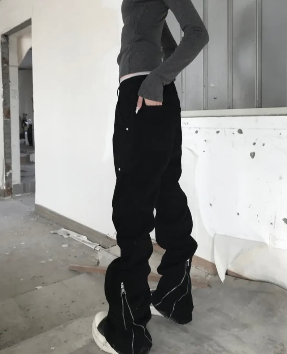 쿄이 지퍼 카고 팬츠 블랙  상품이미지1