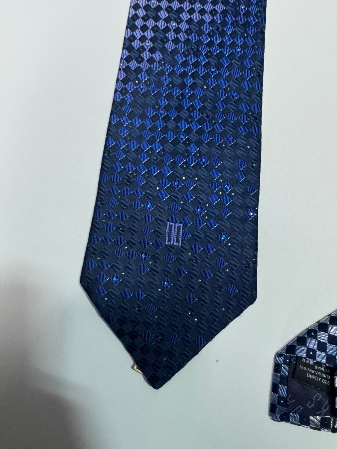 닥스 Daks 패턴 실크 넥타이 블루 상품이미지2