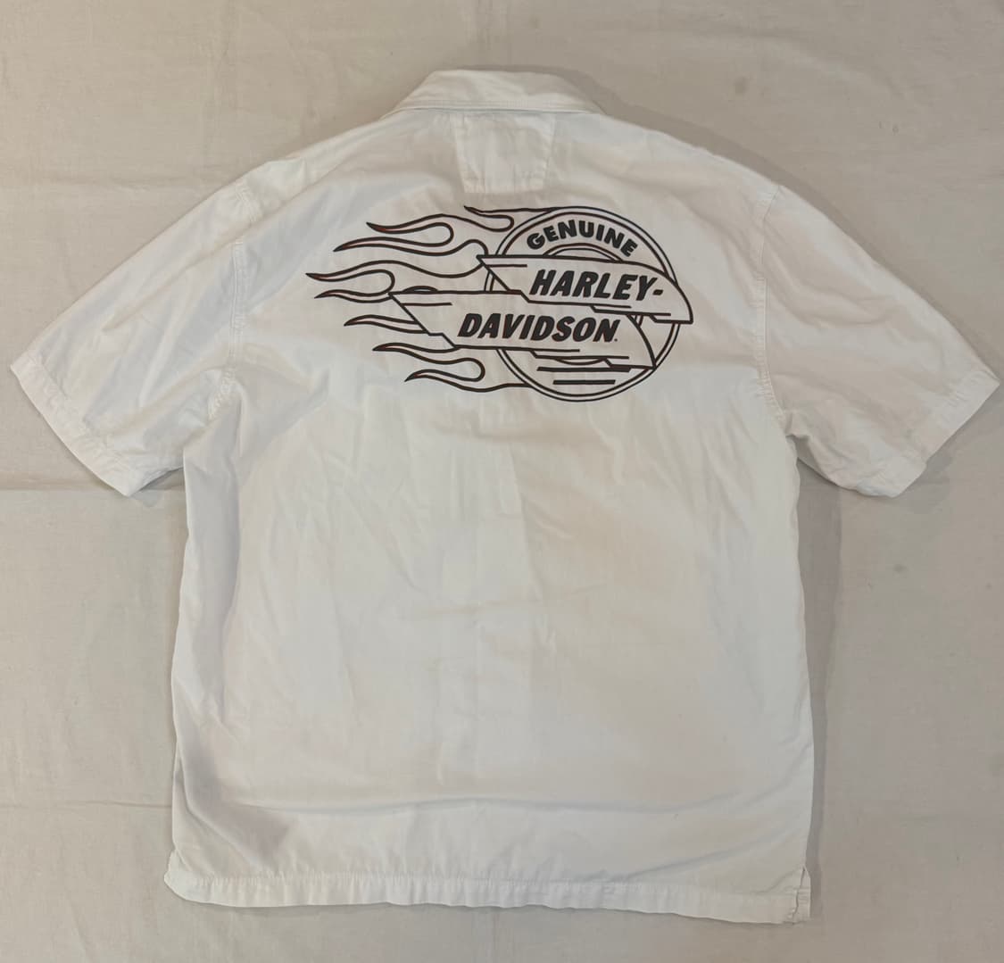 할리데이비슨 백프린팅 플레임 반팔 셔츠 화이트 상품이미지4