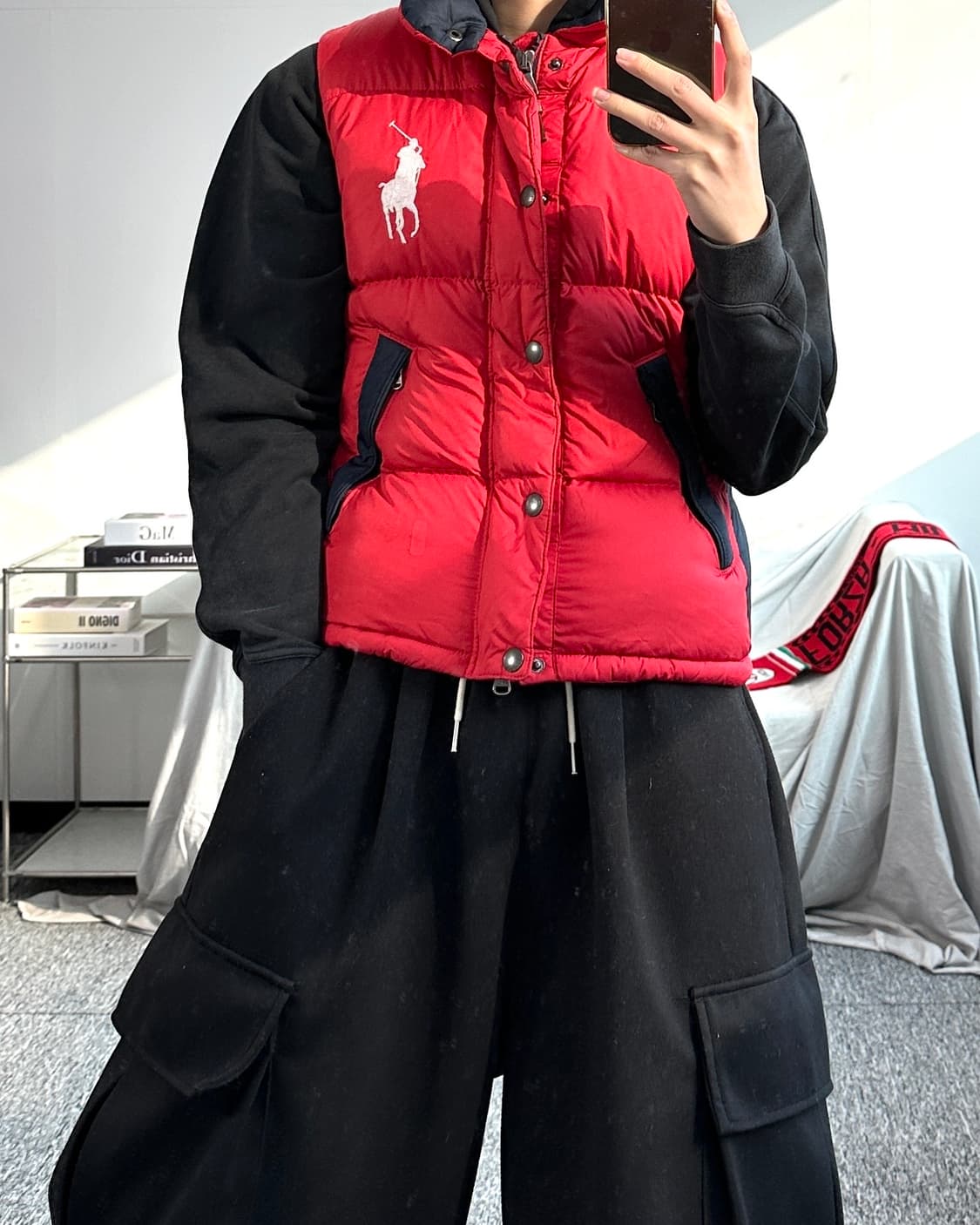 폴로 랄프로렌 빅포니 레드 패딩 조끼 S 상품이미지3