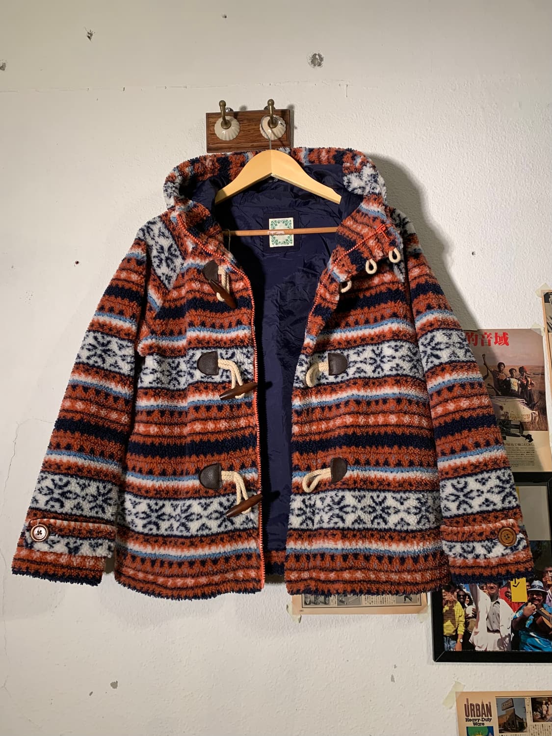 빔즈하트 노르딕 패턴 플리스 더플 코트 집업 상품이미지4