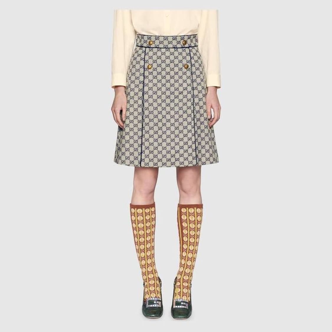 구찌 Gucci GG 패턴 플리츠 스커트 size 36 상품이미지1