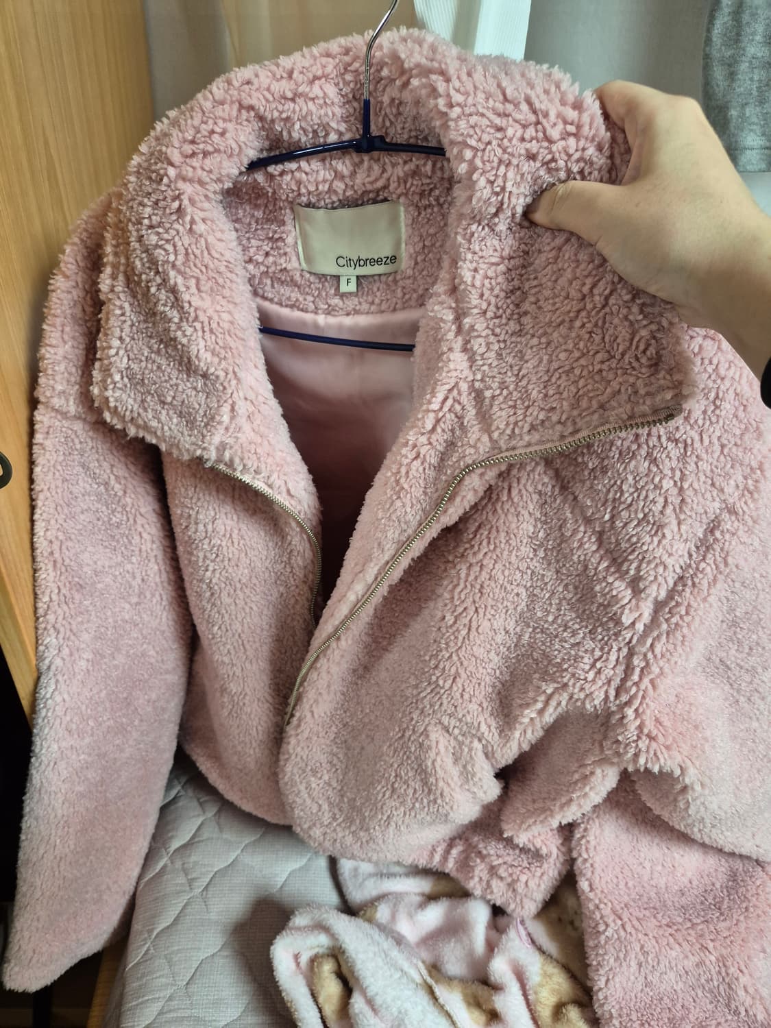 시티브리즈 로고 자수 보아퍼 점퍼_PINK 상품이미지4