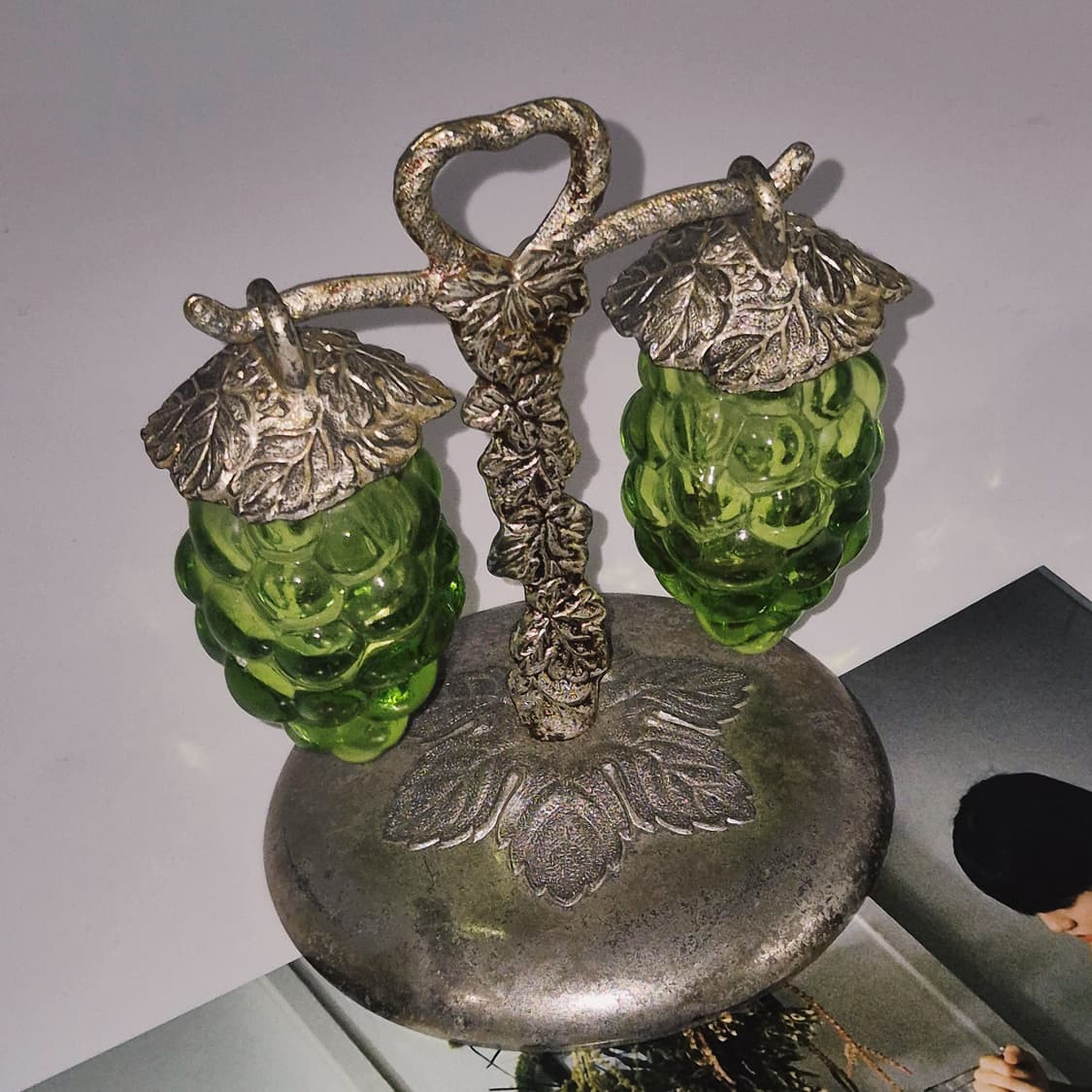 70s 엔틱 청포도 실버 조미료 홀더 세트 상품이미지1