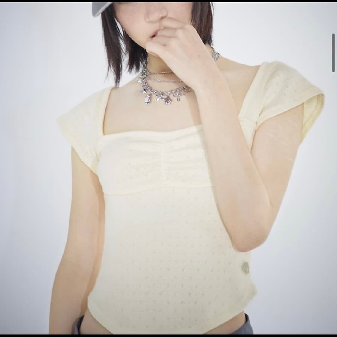 Coyseio Punching Shirring Top Cream 상품이미지2