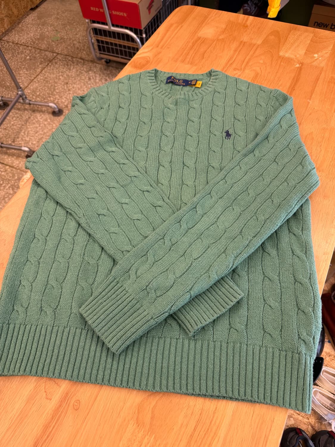 폴로 랄프로렌 코튼 케이블니트 그린 M 상품이미지3