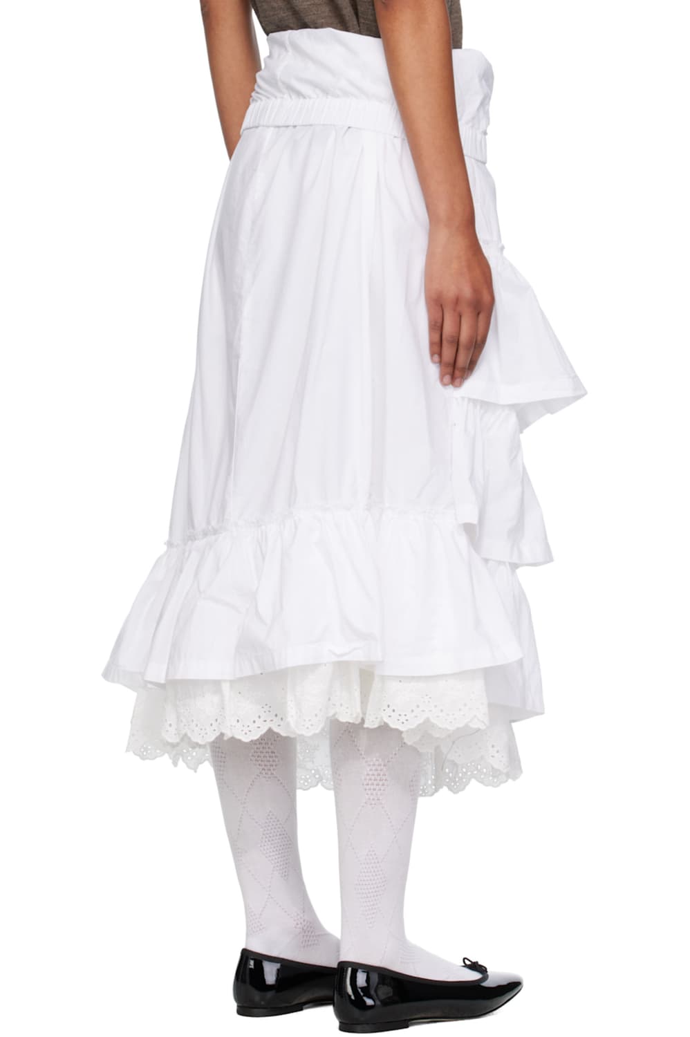 오픈와이와이 rolled waist 티어드 스커트 화이트 상품이미지3