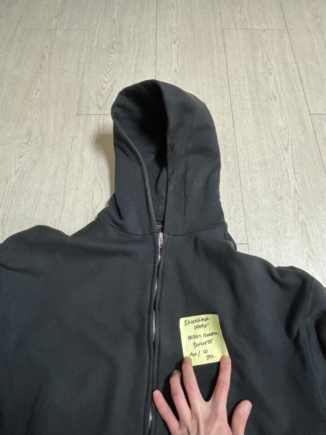 [M] 발렌시아가 포스트잇 후드 집업 블랙 상품이미지2