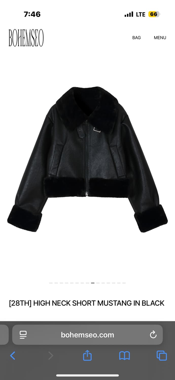 HIGH NECK SHORT MUSTANG IN BLACK 상품이미지1