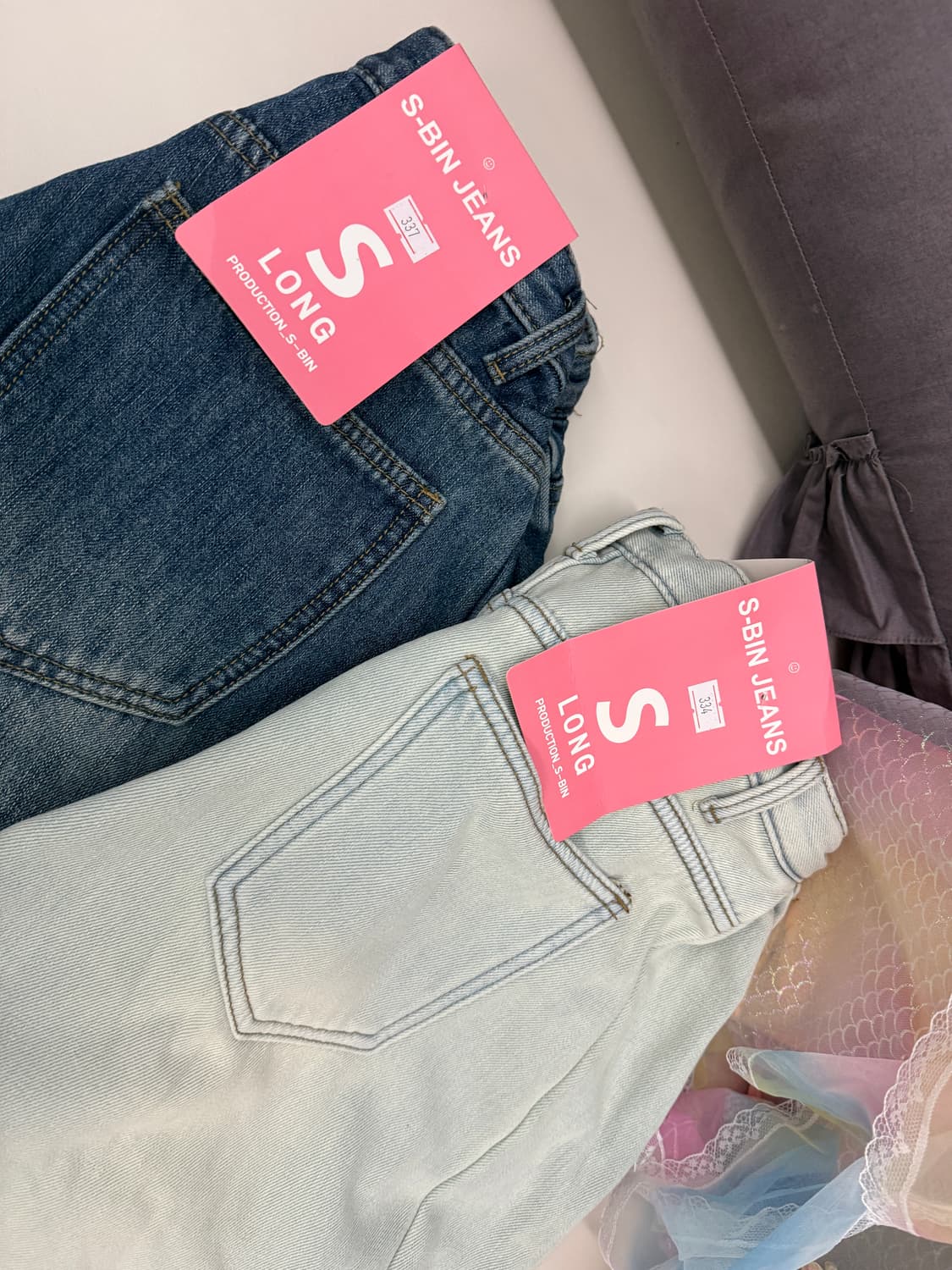 융털기모 사이드폴딩 벌룬핏 연청,진청 데님바지 (롱) 상품이미지4