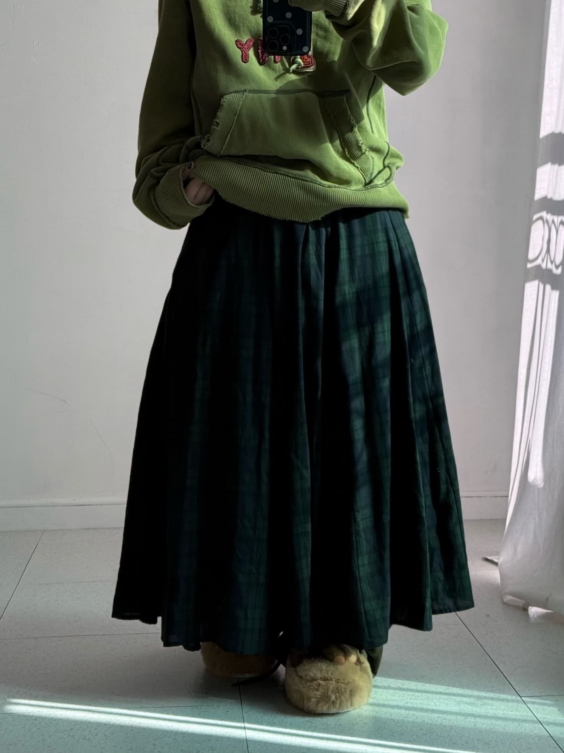 일본 빈티지 체크 롱스커트 상품이미지1