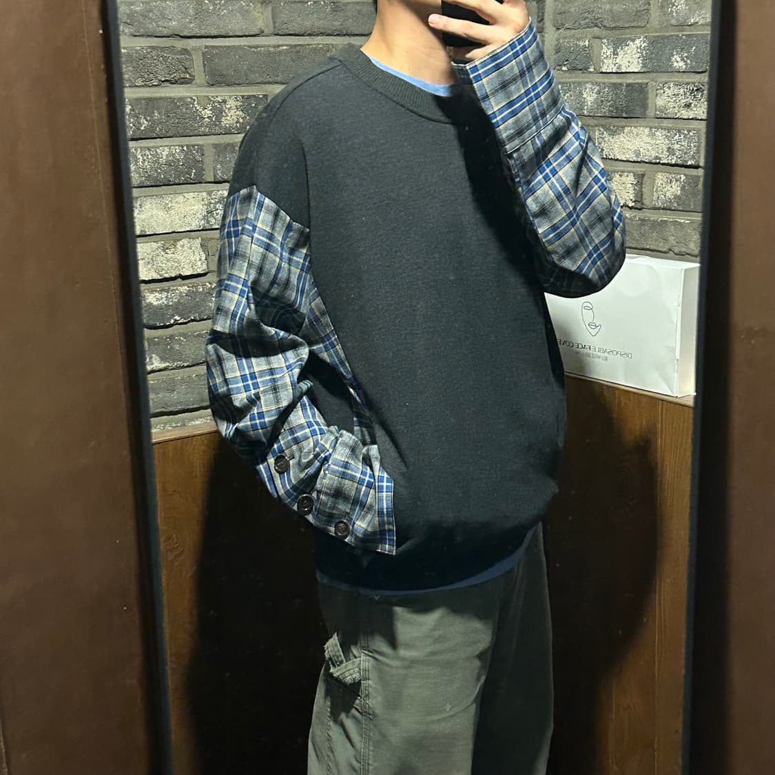 L) 솔리드옴므 우영미 체크 믹스 스웻 맨투맨 상품이미지10