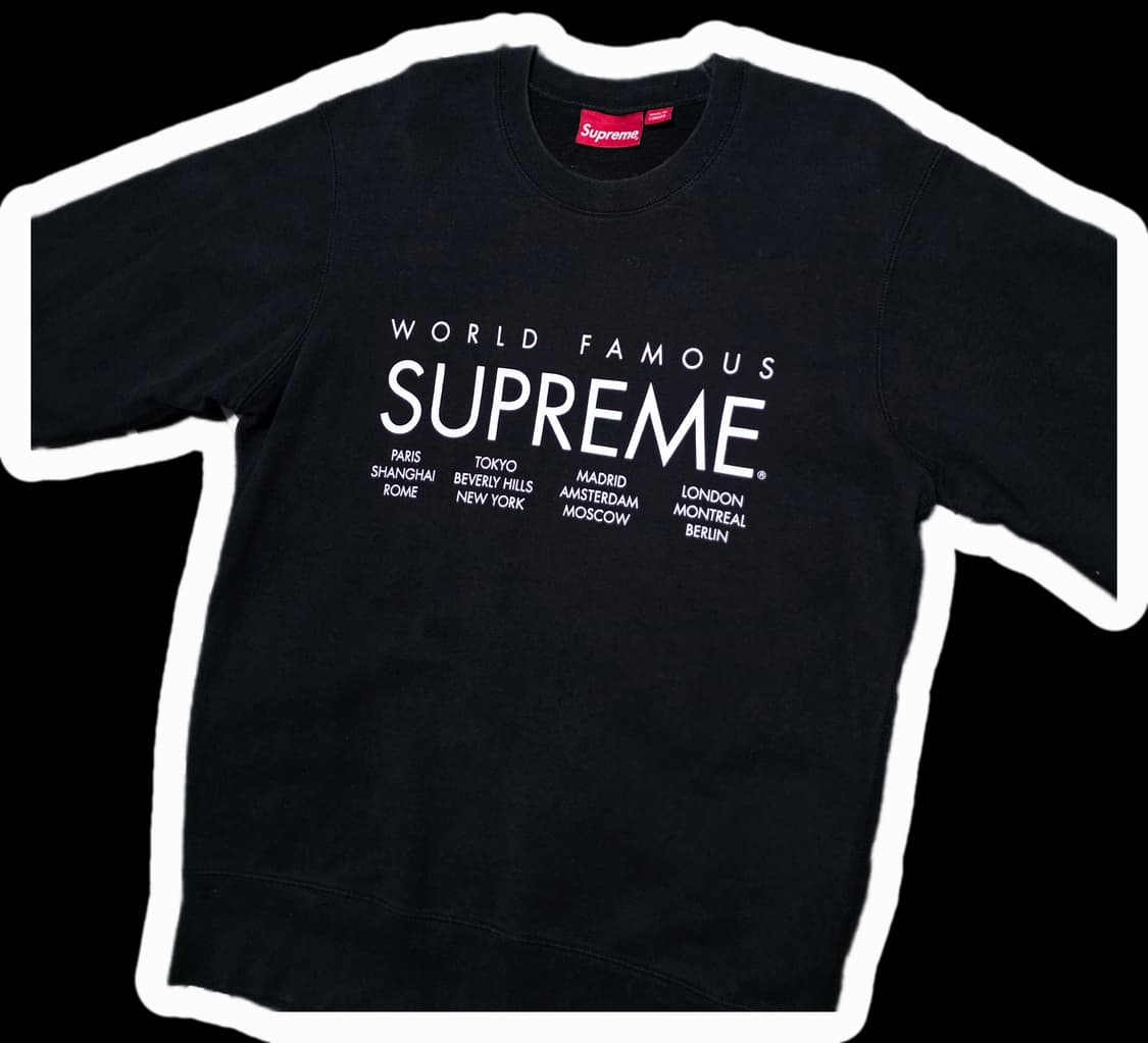 슈프림 월드페이머스 레터링 블랙 크루넥 맨투맨 상품이미지3