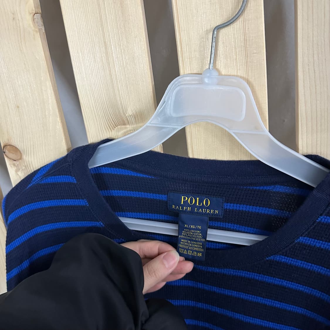 (XL) 폴로 랄프로렌 네이비 스트라이프 와플 롱슬리브 티셔츠 상품이미지6