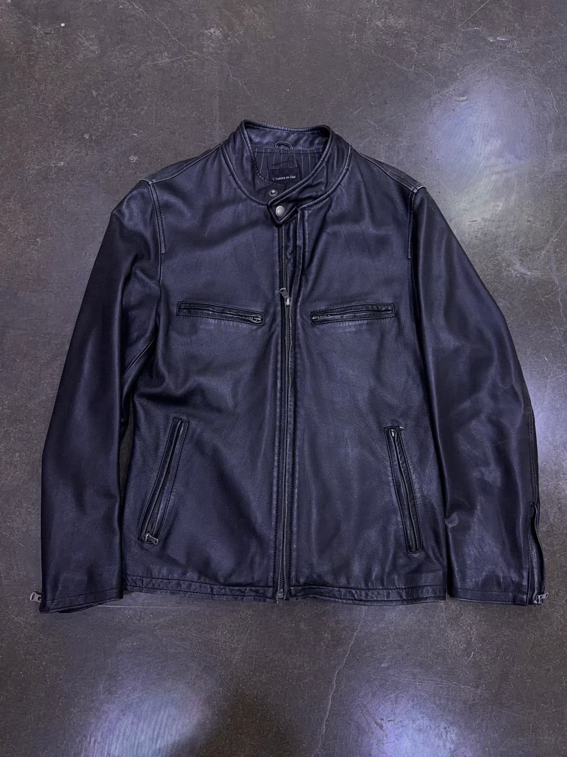 L 옴므 빈티지 양가죽 레더 싱글 라이더자켓 블랙 M 상품이미지1