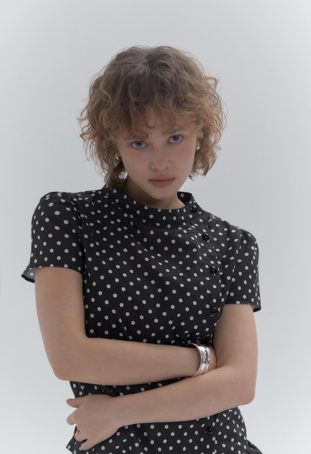 Kanari short sleeve puff shirt dot 땡땡이 상품이미지2