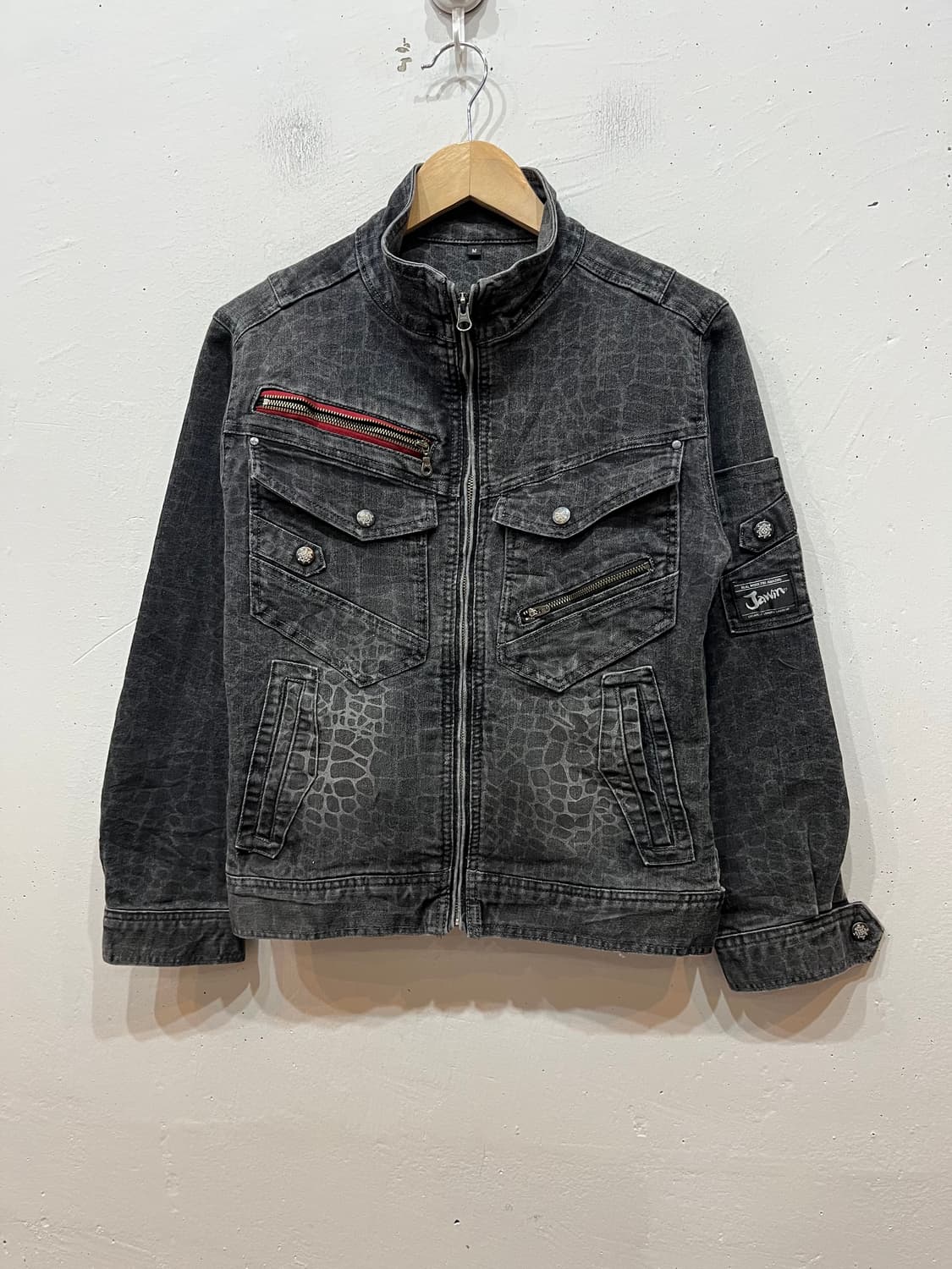 Jawin JPN 패턴 데님 바이커 자켓 우먼즈 상품이미지1