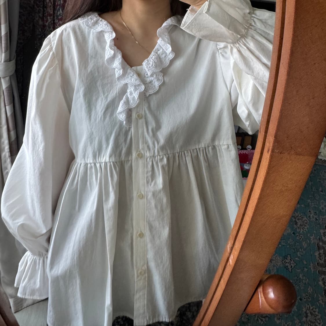 화이트 레이스 러블리 블라우스 상품이미지3