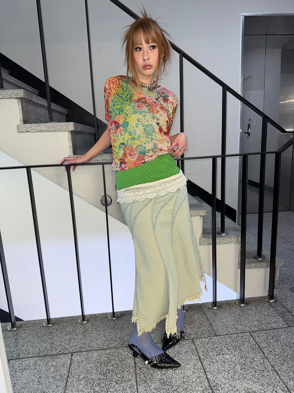 floral mesh top 상품이미지4