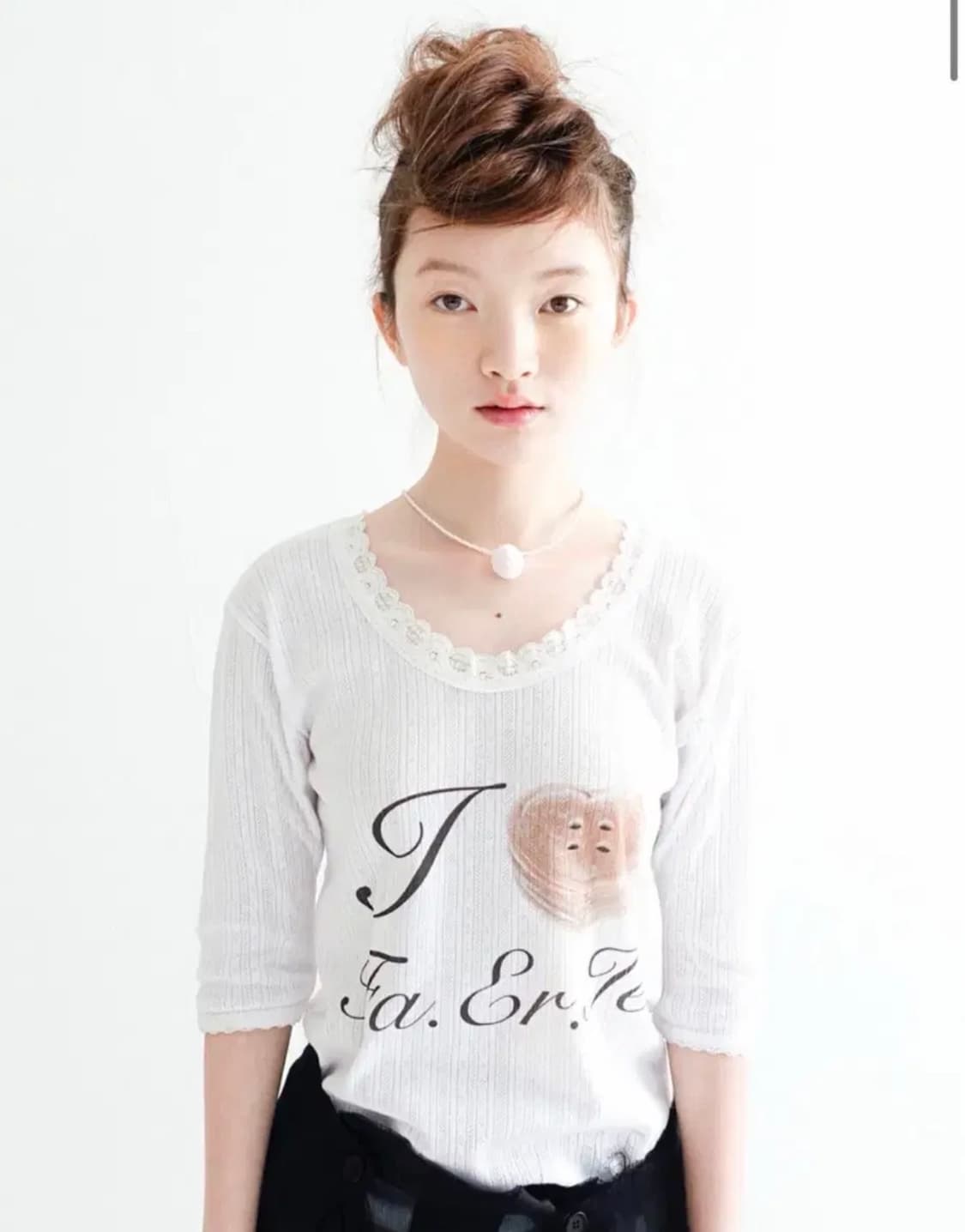 샵페어리 레이스 티셔츠 티 화이트 아이보리 롱슬리브 7부티 상품이미지1