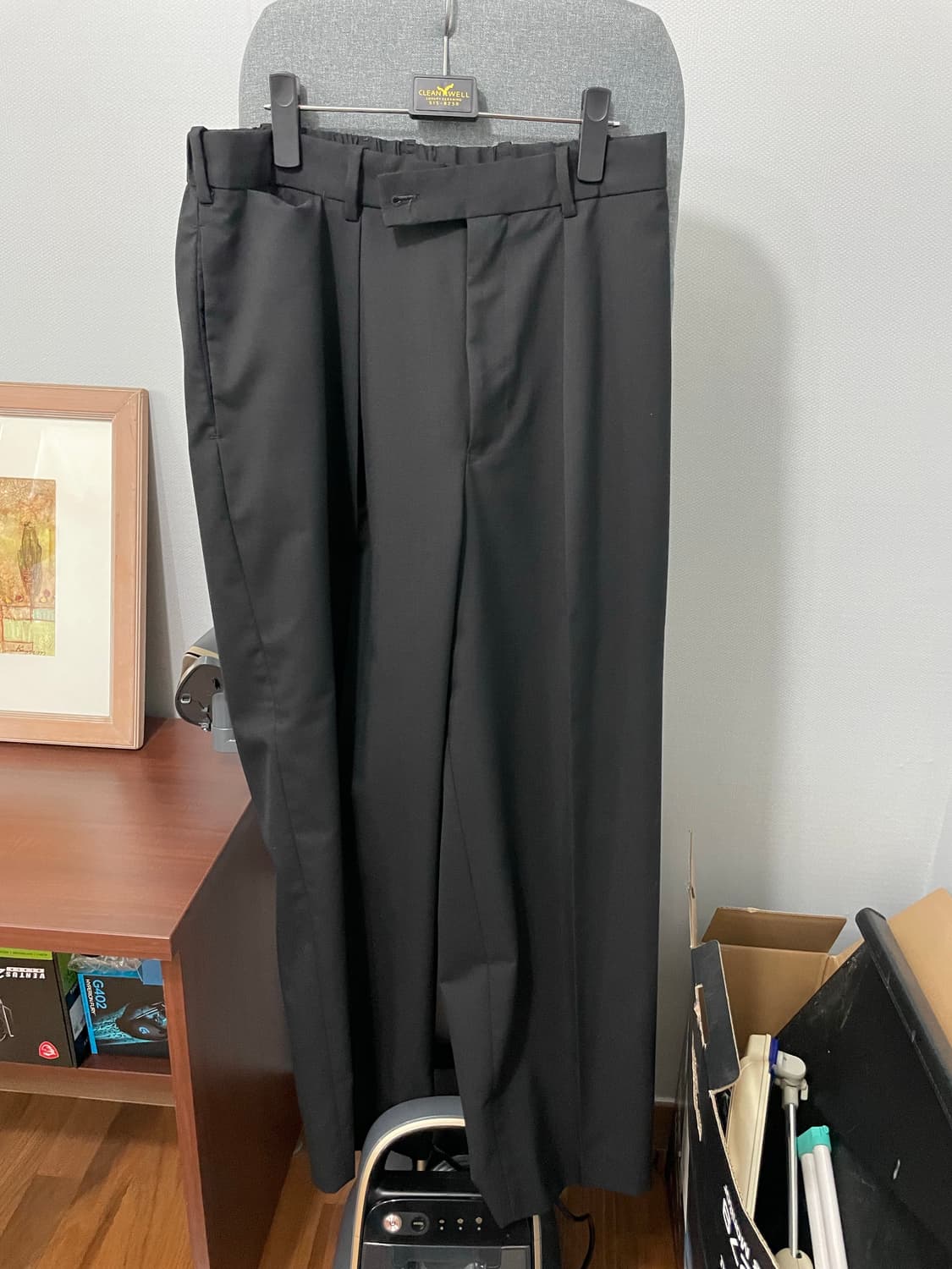 마카웨어 밀리터리 섬머울 와이드 팬츠 블랙 F 상품이미지1