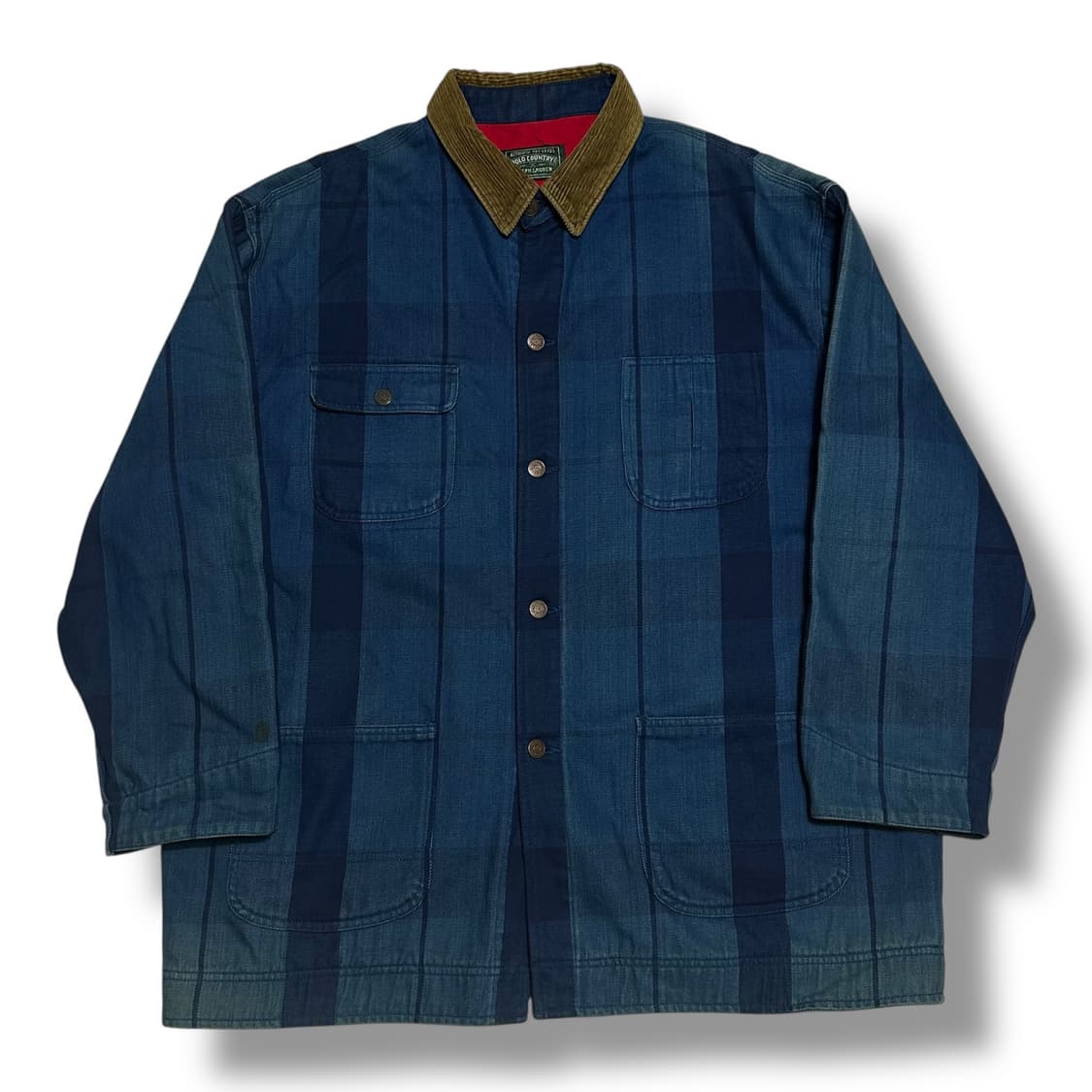 Polo Country 코듀로이 카라 체크 번 코트 상품이미지1