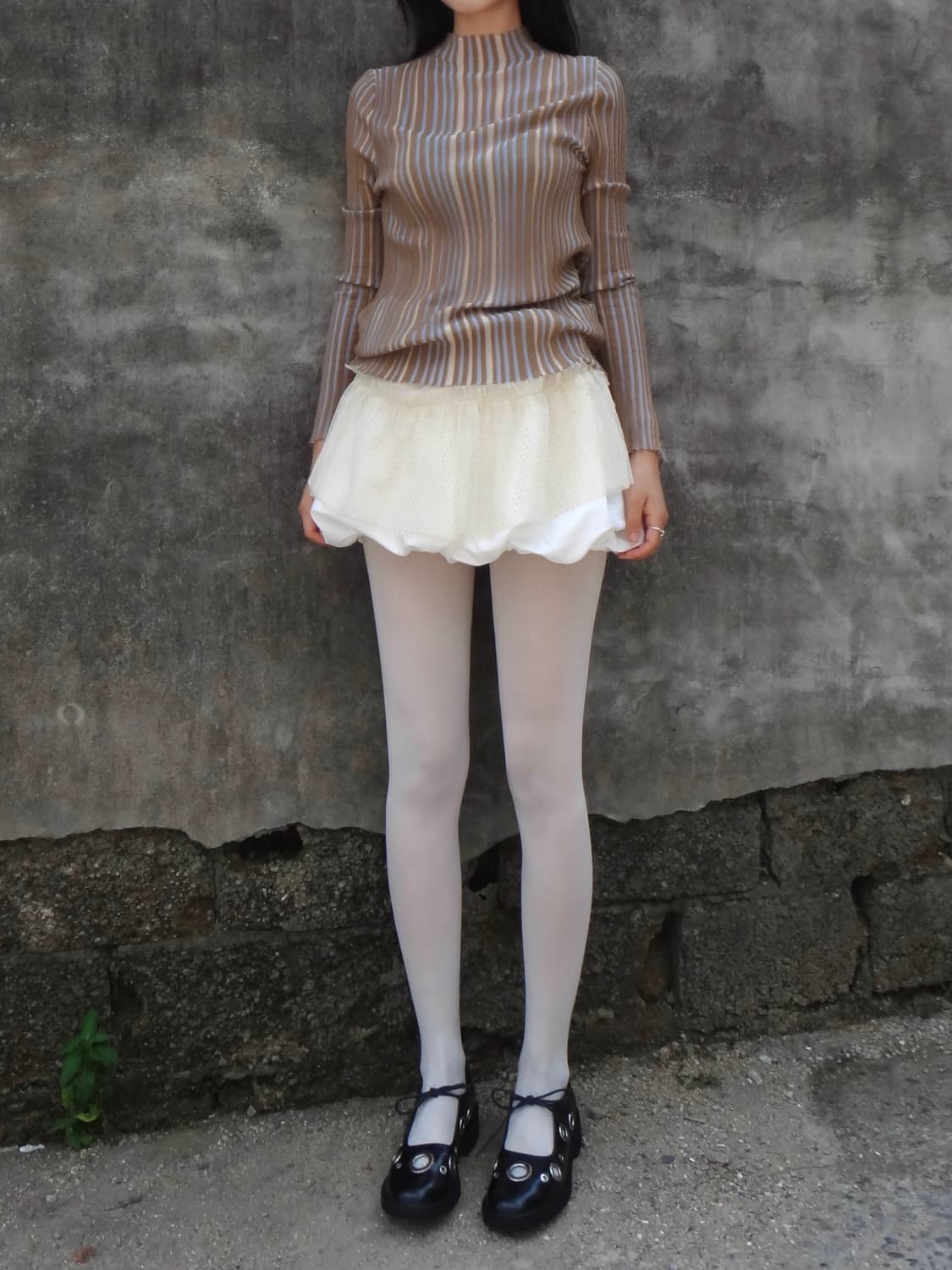 Vertical panel ribbed top / brown 상품이미지6