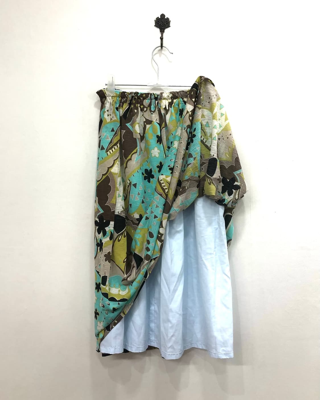 mint brown abstract pattern long skirt 상품이미지2