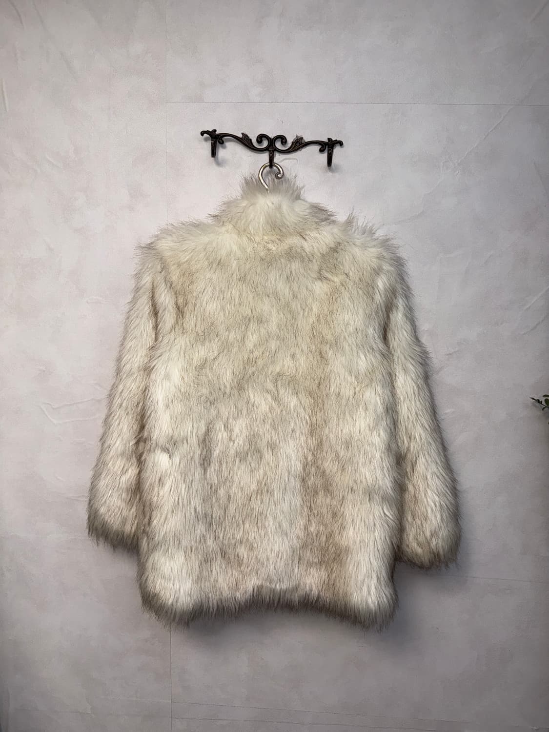Mixed ivory brown faux fur coat 상품이미지3