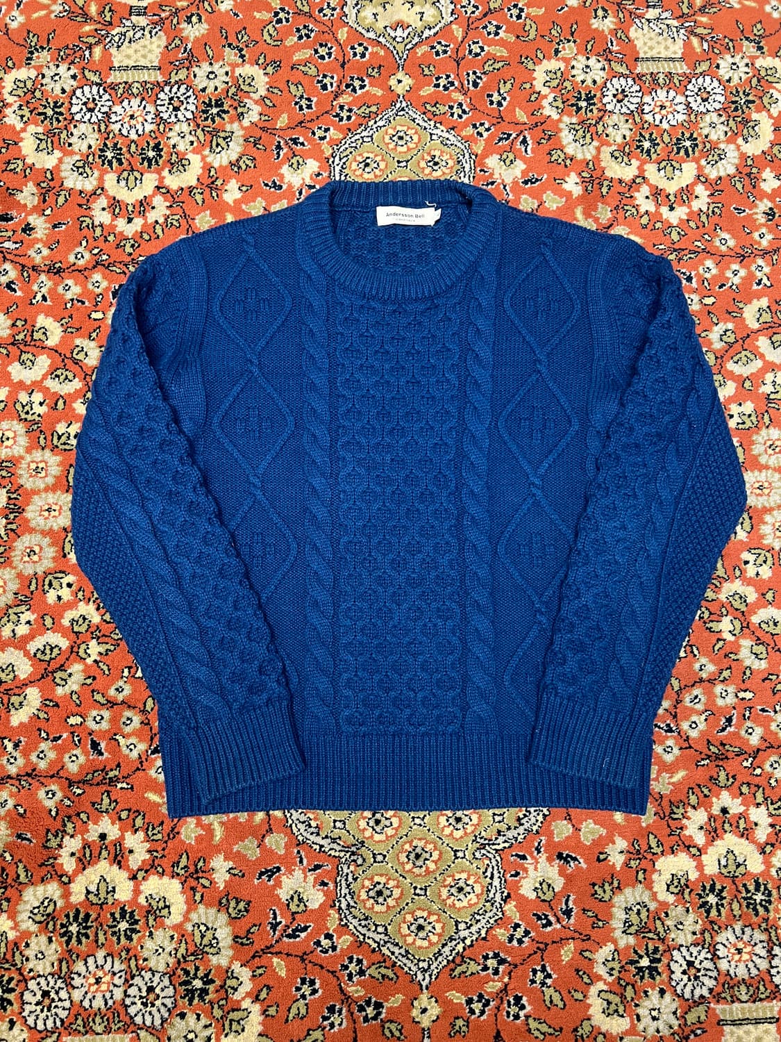 [L] 앤더슨벨 네이비 블루 케이블 니트 상품이미지1