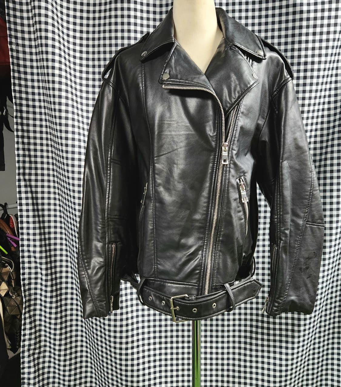 ZARA 리얼가죽 라이더 자켓 | 오버핏 블랙 바이커 상품이미지5
